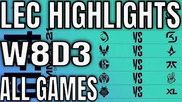 LEC Highlights ALL GAMES W8D3 Summer 2021 & Playoff brackets