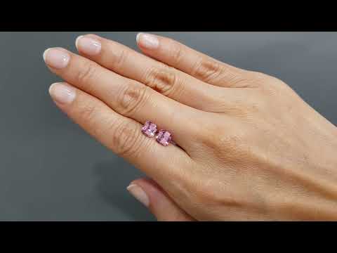 Pair of cushion cut pink Pamir spinels 2.75 carats Video  № 3