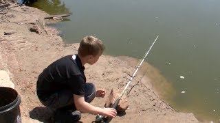 Kid Catches Channel Cats From The Creek Bank! Kid Catches Channel Cats From The Creek Bank!