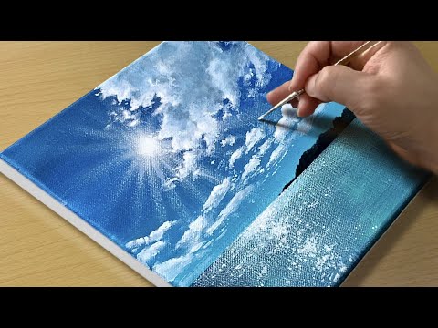 Easy way to Draw a Seascape / Acrylic Painting for Beginners 