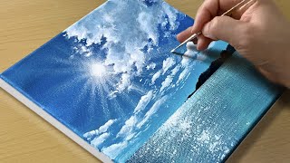 Easy way to Draw a Seascape / Acrylic Painting for Beginners