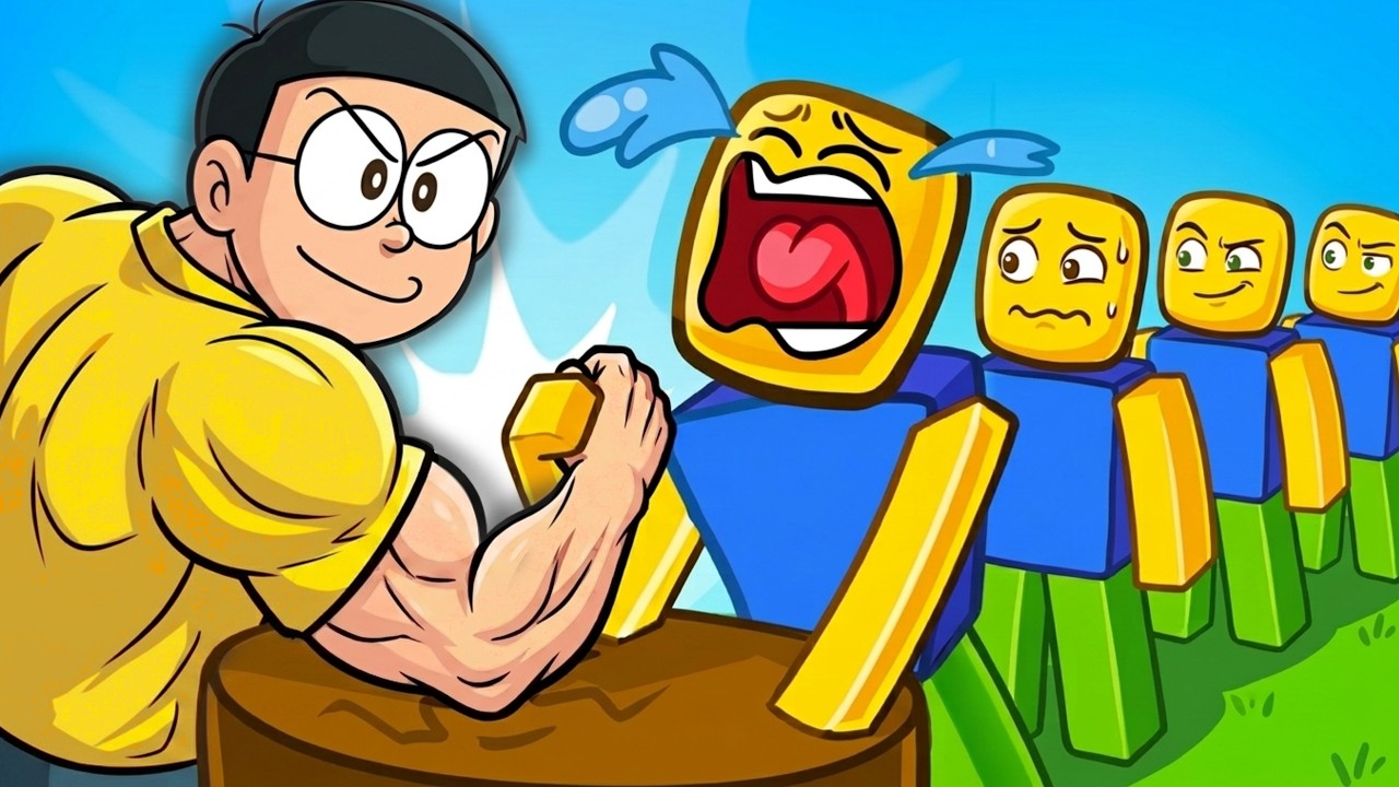 Nobita Arm Wrestling Challenge in Roblox 😆