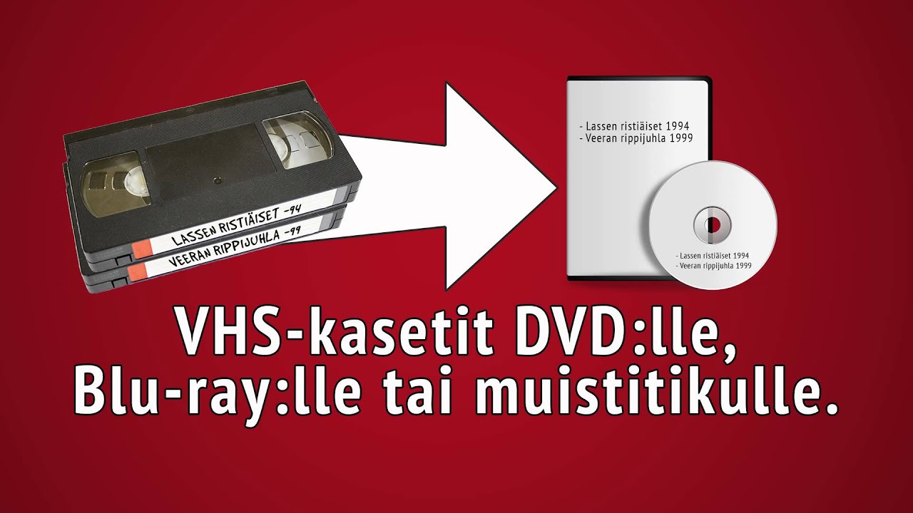 VHSkasetit DVDlle, Bluraylle tai muistitikulle YouTube