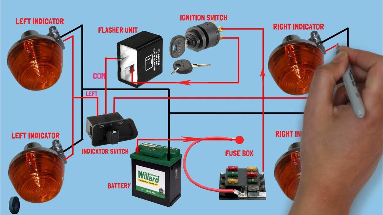 Motor Bike indicator wiring diagram // connection video animation - YouTube