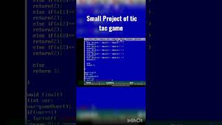 A Small project of tic tac toe game in C language| #shorts