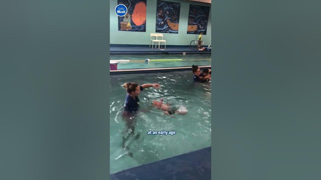 Instructor throws baby in pool for swim lesson 😳