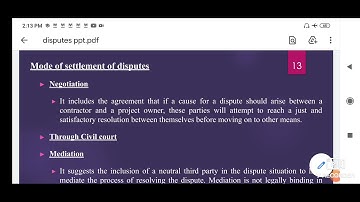 CE404-CEPM.Module 3. video 2. Mode of settlement of Disputes
