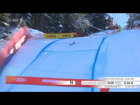 Sturz von Aleksander Aamodt Kilde in Wengen DH 2024  Abfahrt Lauberhorn 13012024