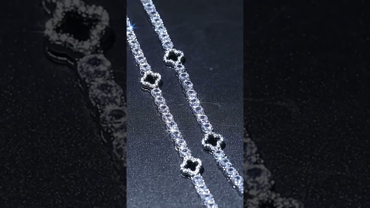 Iced Out Four-Leaf Clover Tennis Chain – Shine with Style 🌟 | Gold & Silver Options