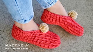 How to Crochet Easy Slippers from a Rectangle  for any Foot Size