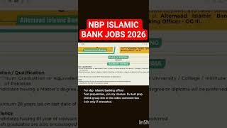 NBP Islamic Banking Careers 2026 | New Banking Jobs Alert