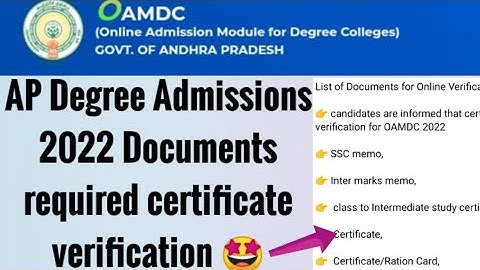 AP Degree Admissions 2022 Required Documents for Certificate verification//OAMDC 2022 Certificates
