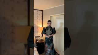 Beautiful Ms. Michellin wearing a custom emerald green cheongsam by Albert Yanuar