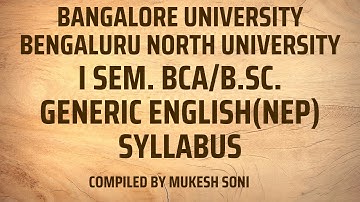 Syllabus - 1st  Sem.BCA/B.Sc.-Generic English -BU/BNU