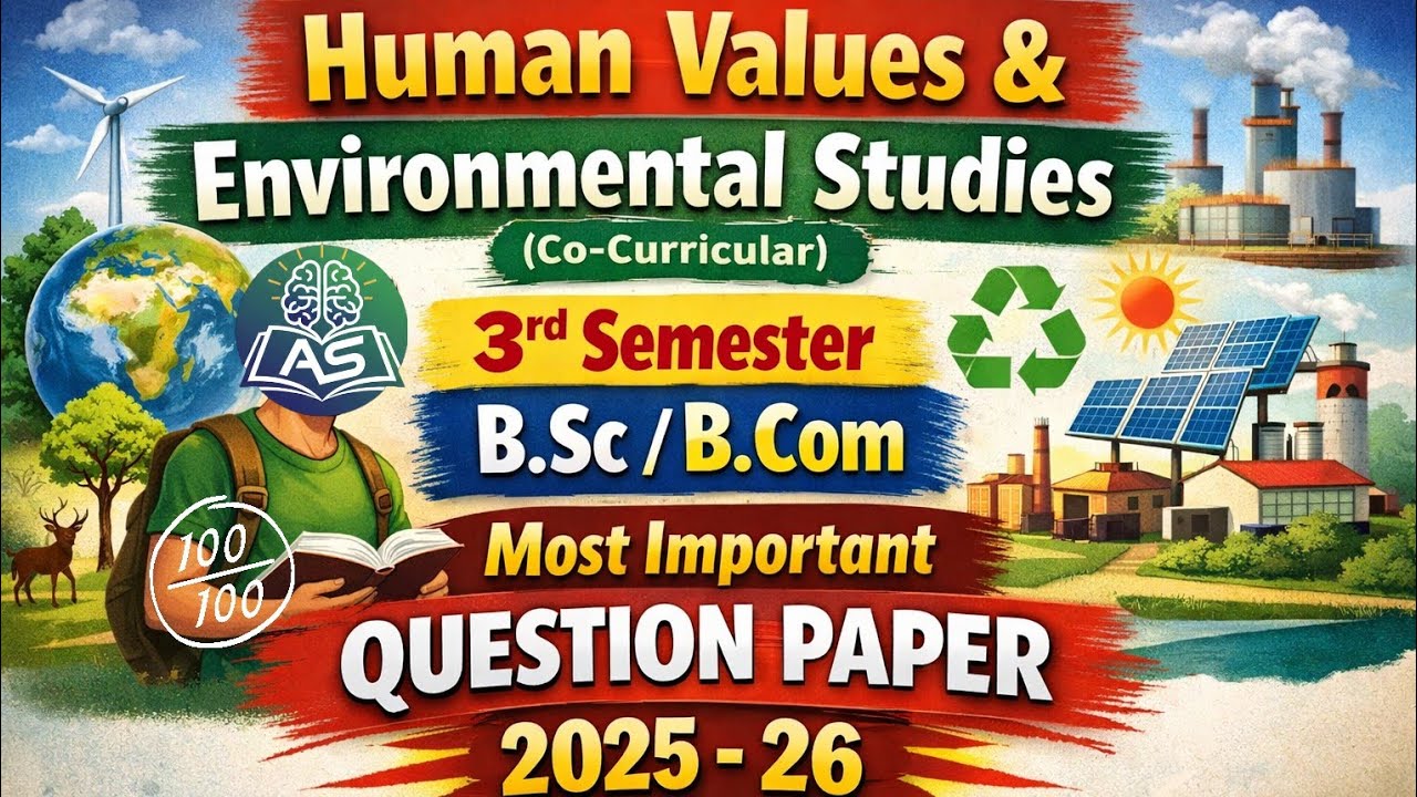 B.A/B.Sc/B.Com 3rd Semester Co-curricular Most imp Question Paper 2026 With Answers For Exam