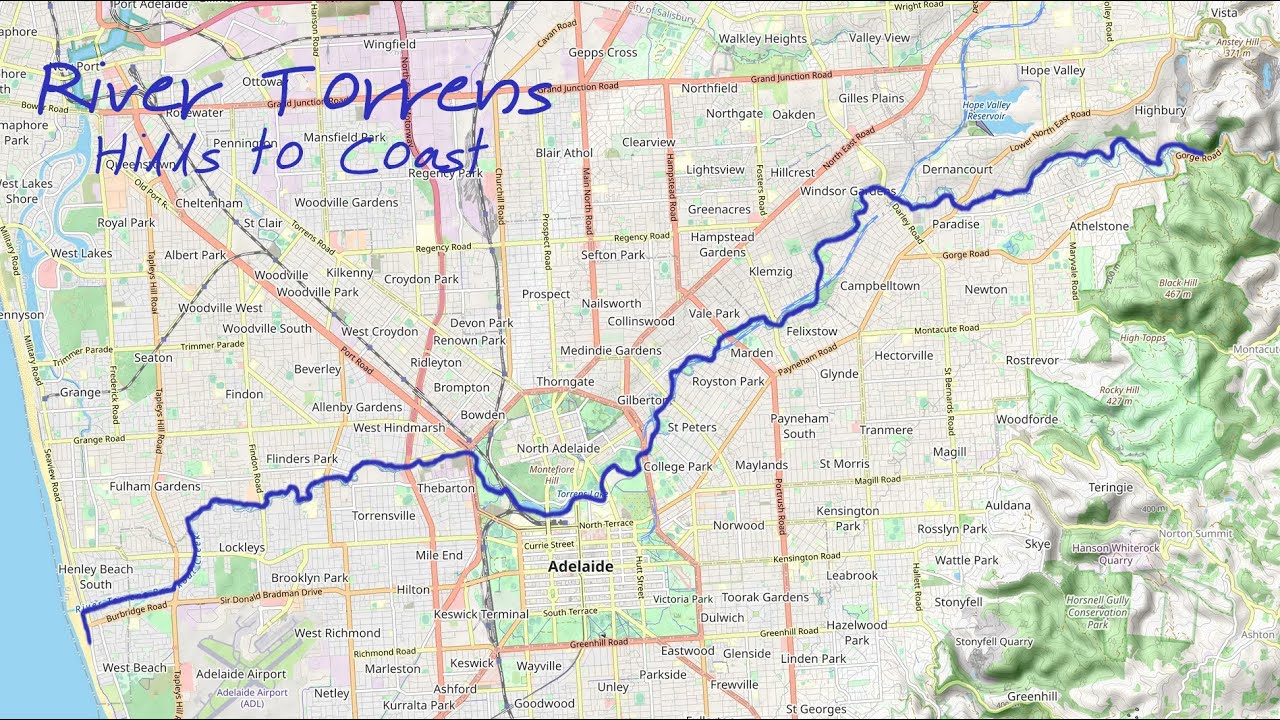 Slow Cycling around Adelaide - River Torrens Linear Path from the Hills to the Coast