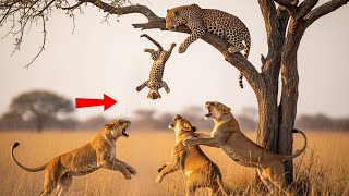 When Leopardess Teaches Cubs To Switch Trees Without Being Seen One Wrong Step Almost Kills Her