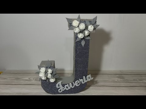 How To Make 3D Letter From Cardboard / DIY 3D Floral Letter For Baby Shower Decoration