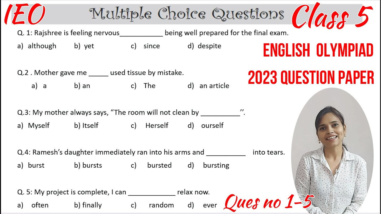 English Olympiad Class 5 Question Paper 2023 Ques no 1-5 | Class 5 English Olympiad Sample Paper