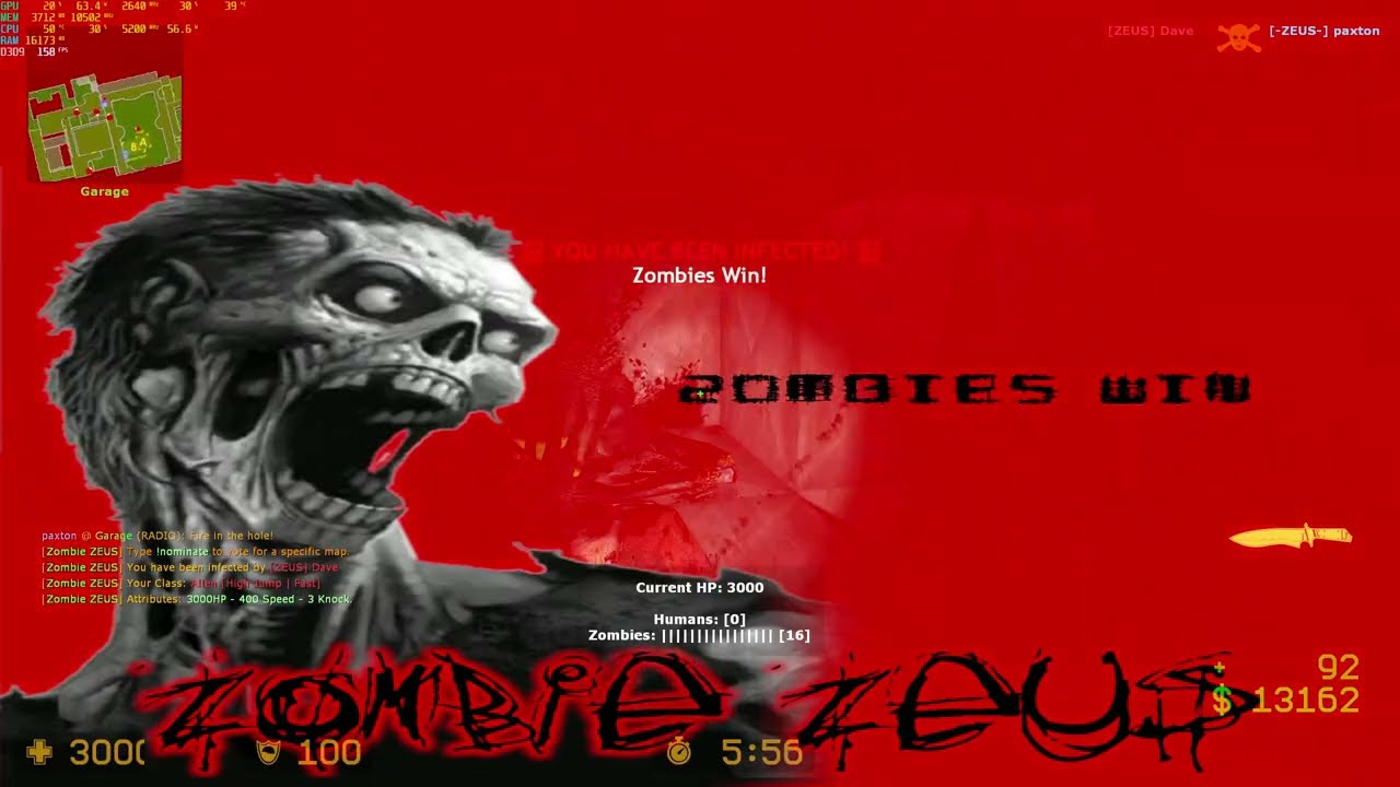 Counter-Strike: Source - Zombie ZEUS Gameplay - Resident Evil 2 RPD