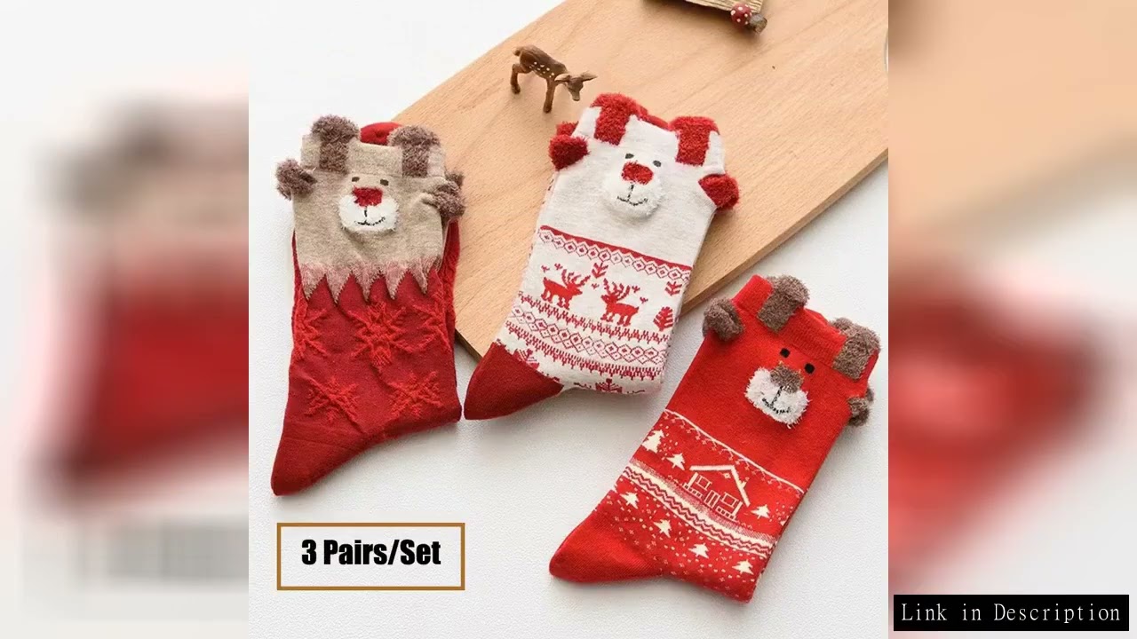 3 Pairs/Set Women Christmas Socks Cute Santa Claus Autumn Winter Elk Female Mid-Calf Socks Festival