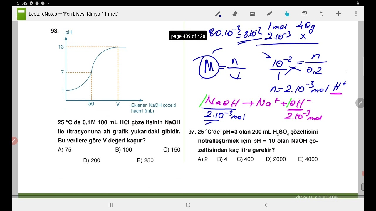 Nötralleşme Tepkimeleri Soru Çözümü Tekrar