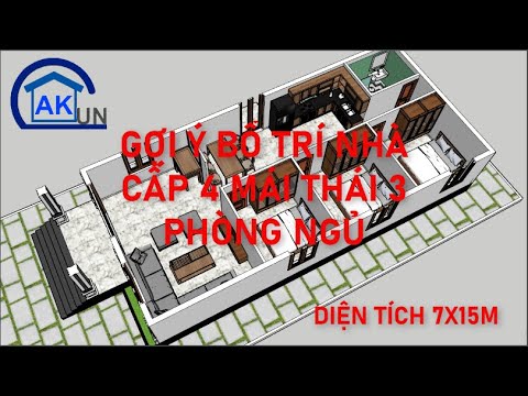Video GỢI Ý BỐ TRÍ MẶT BẰNG NHÀ CẤP 4 MÁI THÁI DT 7X15M CÓ 3... - youtube