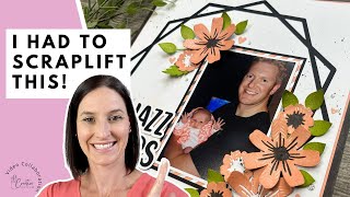 Dimensional Flowers in a Baby Album | Scraplift Like a Pro | 12x12 Scrapbooking Idea