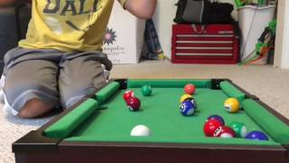 Mini Pool Challenge w/brother (8 ball strikes back) WATER BOTTLE CHUGGING CHALLENGE! screenshot 4