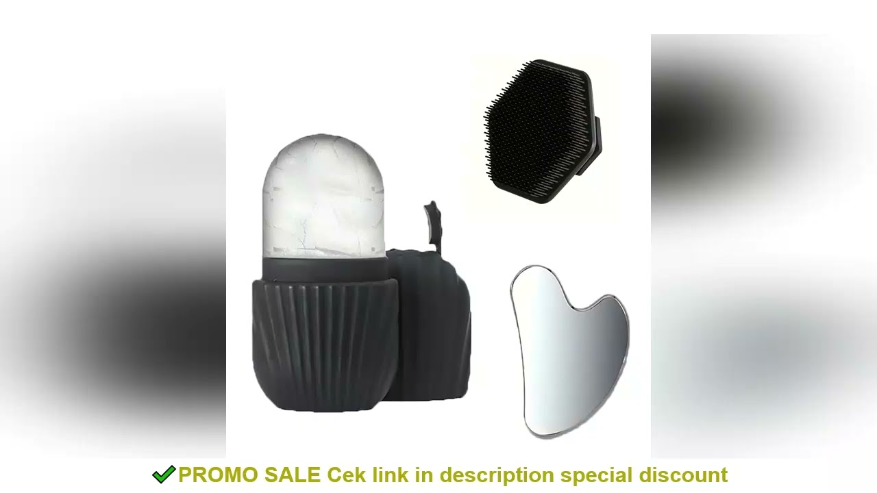 3-piece facial cleansing tool set, stainless steel heart-shaped scraping tool, ice roller, silicone