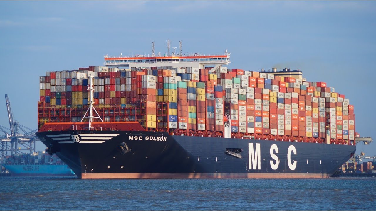  Biggest Ships in the World 2023 - MSC GULSUN - New world's largest containership departing the port of felixstowe 7/9/19
