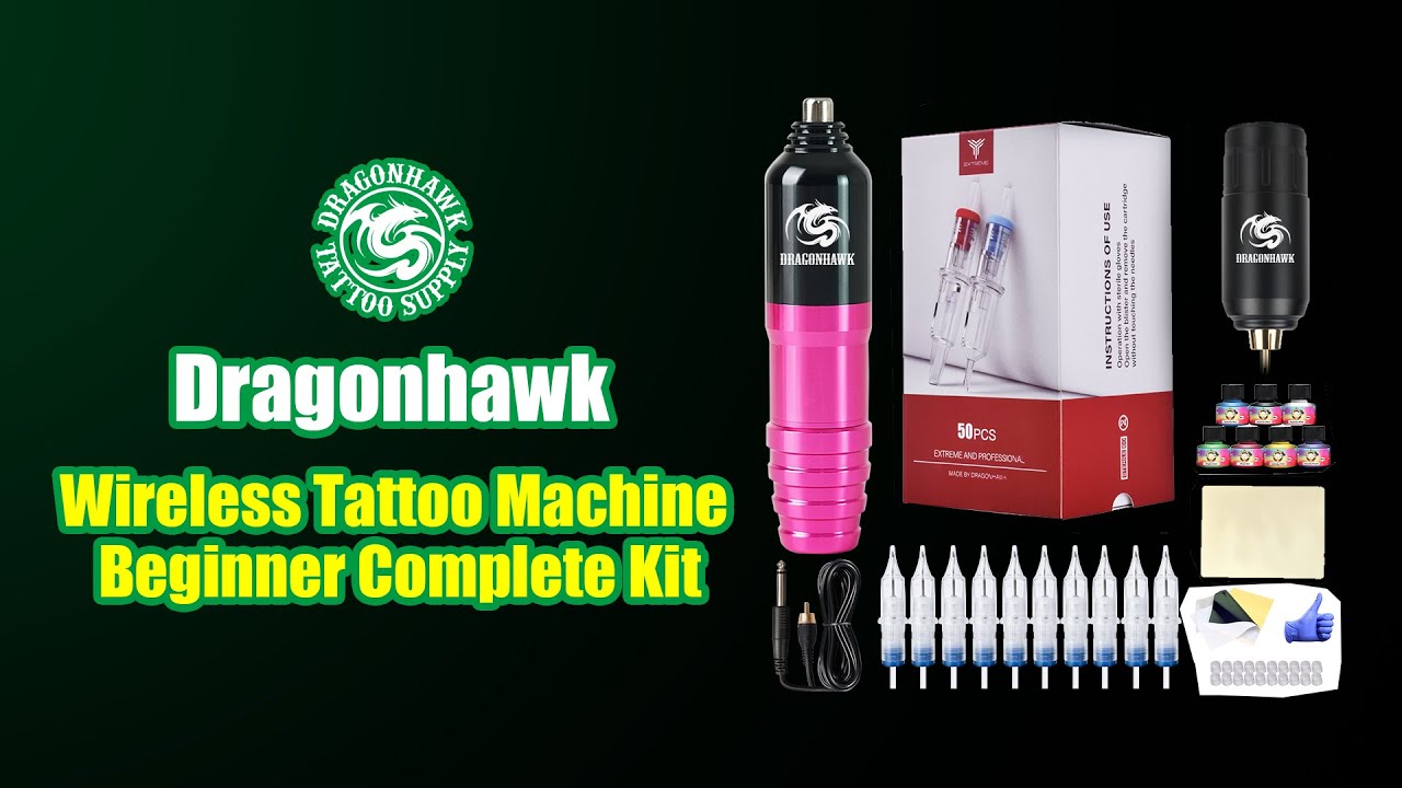 Dragonhawk S4 Wireless Tattoo Pen Kit, Complete Tattoo Machine Gun Kit,  Slim Tattoo Pen with Cartridges Needles by Dragonhawklabs, Tattoo Power  Supply