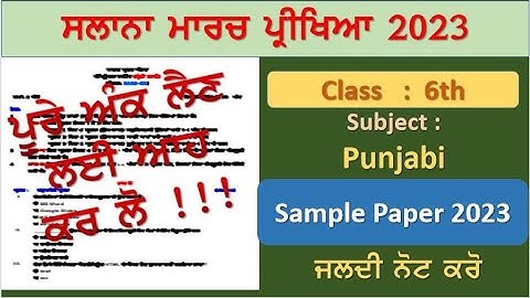 Pseb class 6 punjabi final march exam 2023 #samplepaper #class6thpunjabipaper