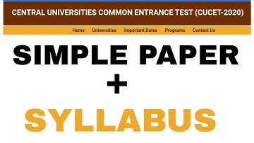 Cucet Entrance Exam Simple Paper 2020 || Cucet Entrance Exam Syllabus 2020