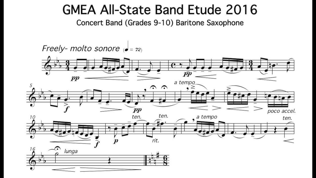2016 GMEA Concert Band Baritone Sax Etude 1 AllState YouTube