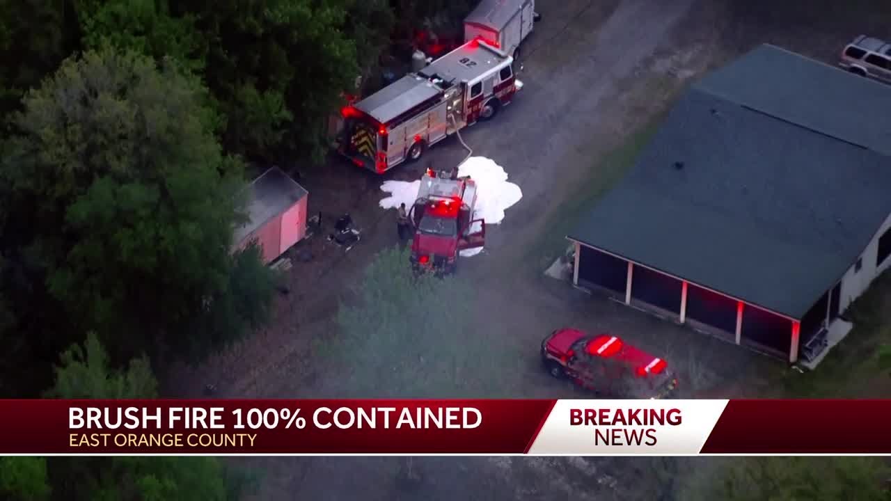 Firefighters contain brush fire in Orange County - YouTube