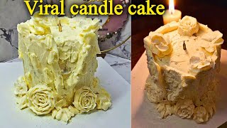 Viral candle cake with swiss meringue buttercream & lotus cream cheese Layering till Assembling 