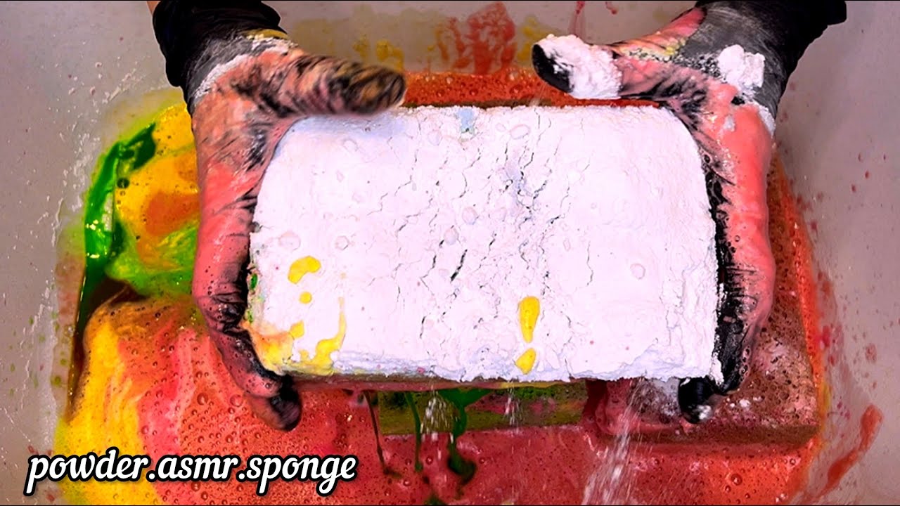 Mix of bright colors 💚💛🩷🩵🤍Squeezing sponges asmr