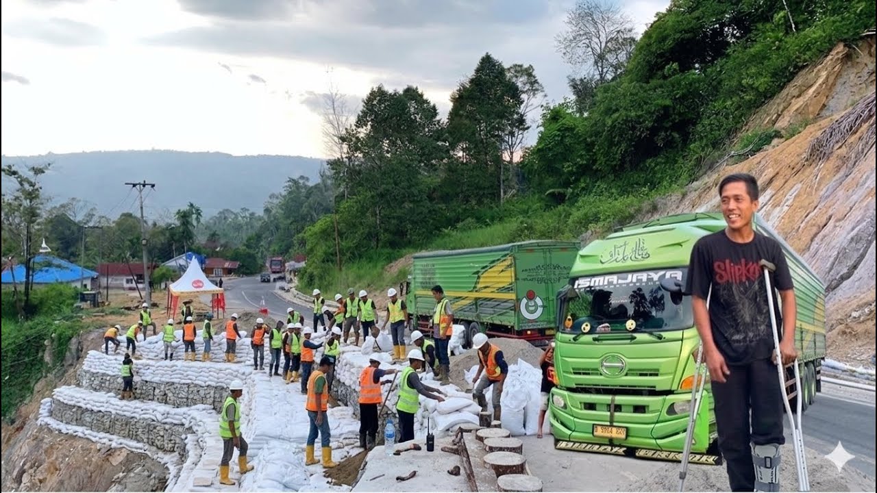 BATU JOMBA”PENAMBAHAN KARYAWAN PENYUSUNAN GEOBAG❗️VIRAL”DRIVER DENGAN KETERBATASAN FISIK .