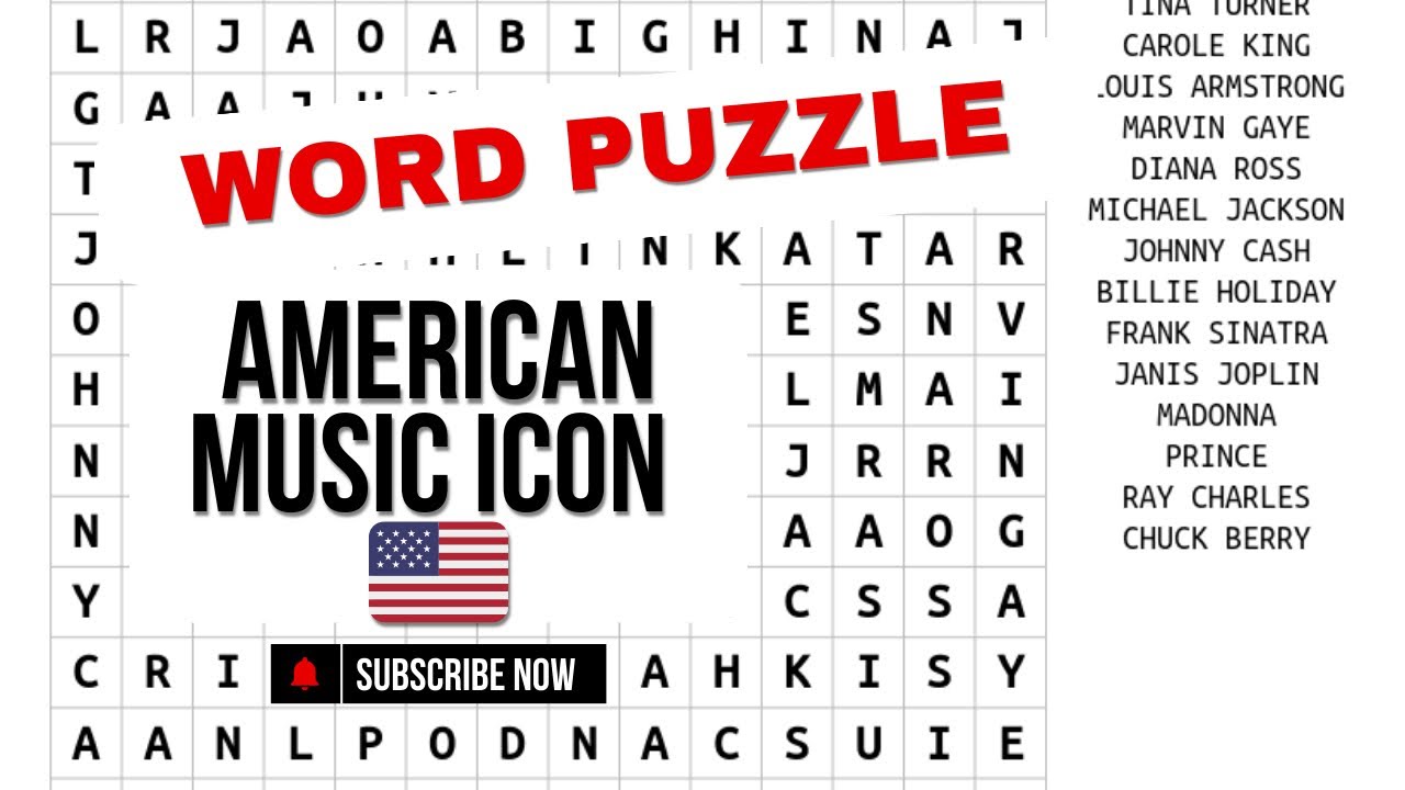 Word Puzzle: American Music Icons 🇺🇸 (sopa de letras)