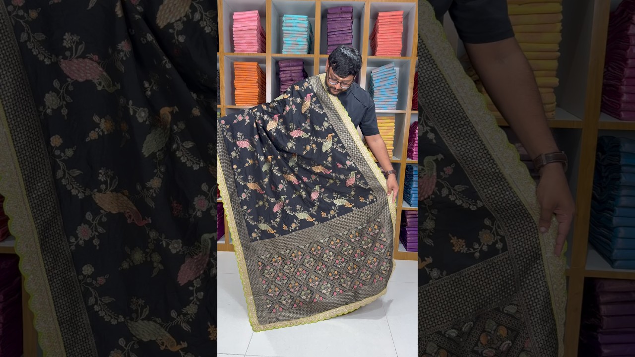 Heavy Dola Silk Weaving & Embroidery Border Saree (Unstiched Blouse)