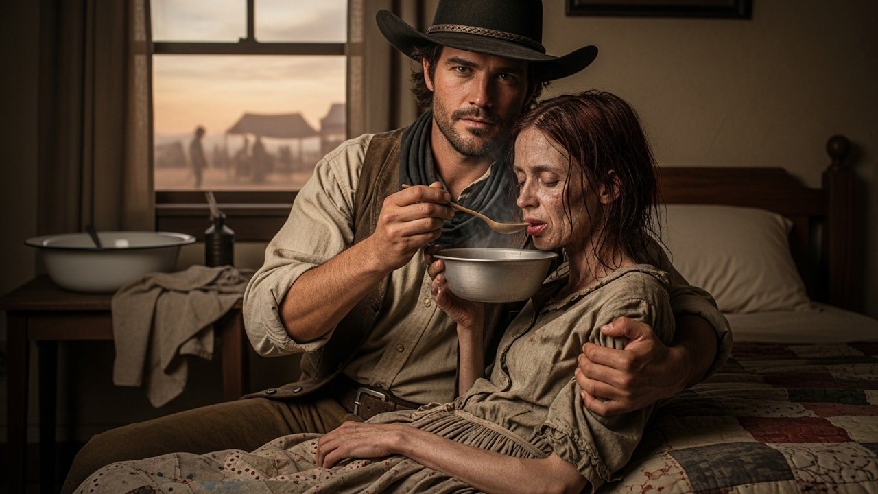 A Woman Collapsed From Hunger At The Market, The Cowboy Carried Her Home And Fed Her Slowly