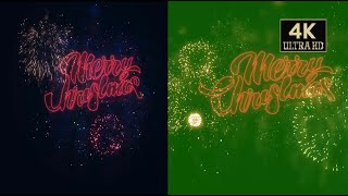 fireworks merry christmas green screen video