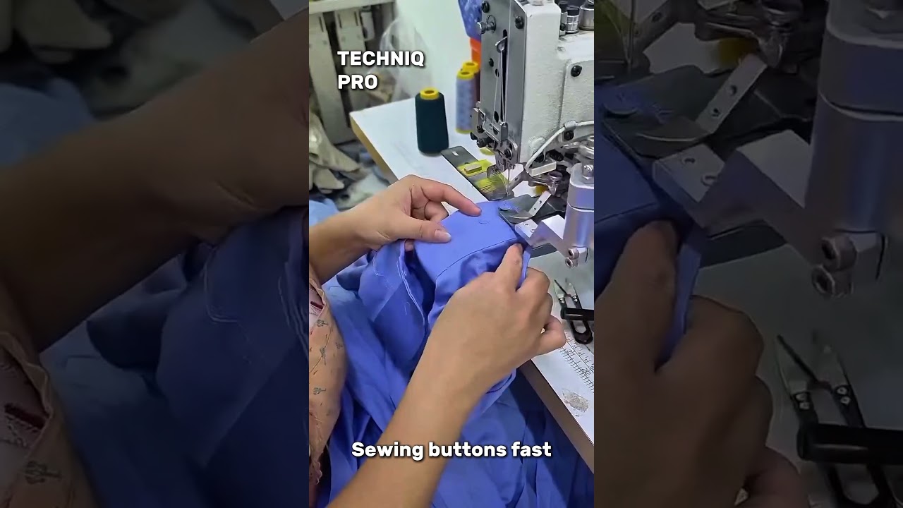 High-speed automatic button sewing process! 🧵👕  