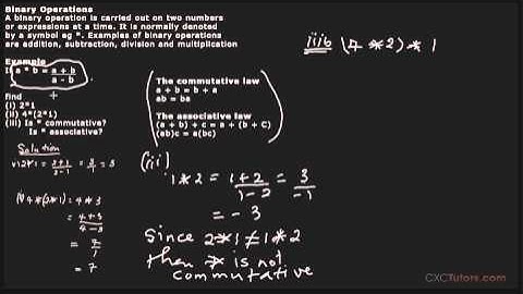 CXC Tutors Binary Operations Part 2