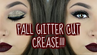 Fall Inspired Gold Glitter Cut Crease Makeup Tutorial | BeautyByJosiek