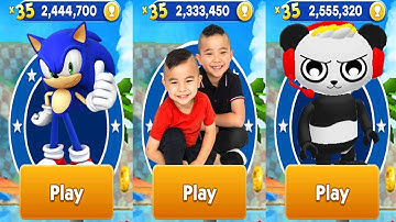Sonic Dash vs CKN Toys Car Hero Run vs Tag with Ryan Spy Robo Combo Panda All Characters