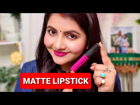 NYKAA molten matte lipstick lipSwatches review | lip n cheek color | RARA | fuschia pink lipstick