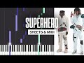Superhero - Metro Boomin - Piano Tutorial - Sheet Music & MIDI