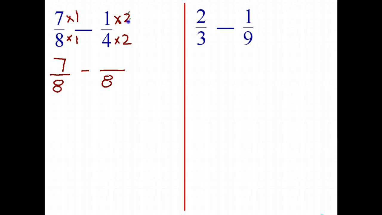 Subtracting Fractions Review - YouTube